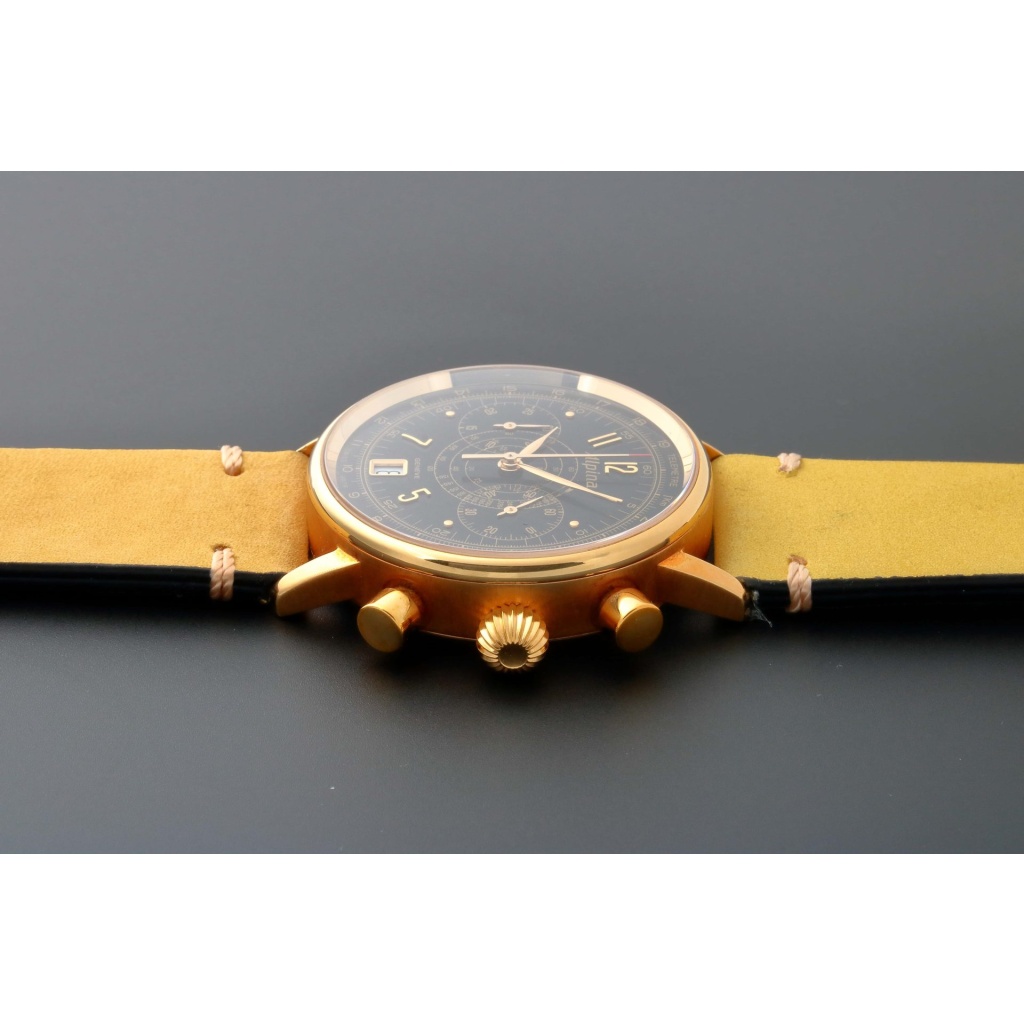 18k Yellow Gold Alpina Heritage Chronograph Watch AL-850BB3H17 AcquireItNow.com