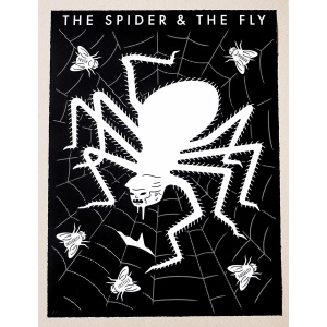 Cleon Peterson The Spider & The Fly Screen Print White & Black LTD ED 100 AcquireItNow.com