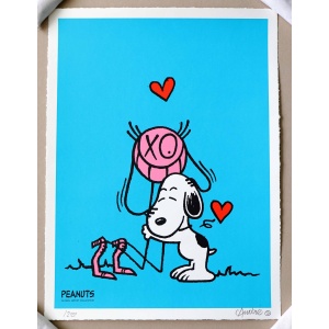 Andre Saraiva Mr. A Loves Snoopy Blue Silk Print Limited Edition AcquireItNow.com