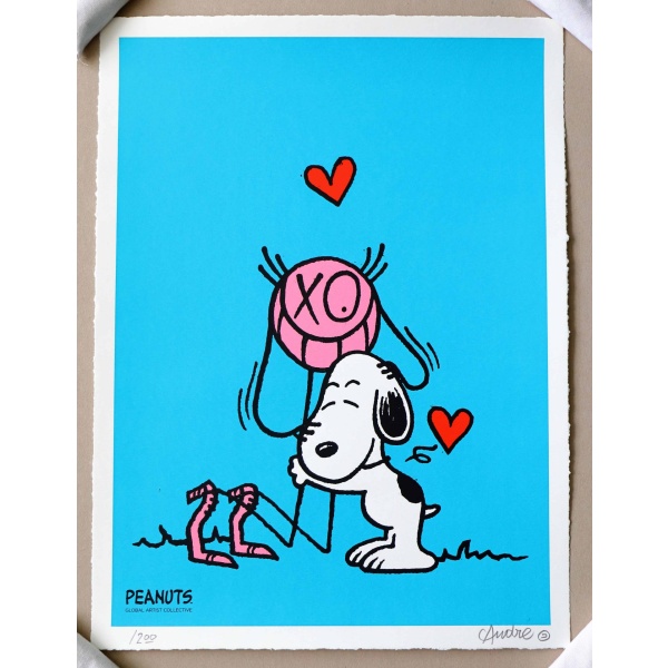 Andre Saraiva Mr. A Loves Snoopy Blue Silk Print Limited Edition AcquireItNow.com
