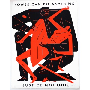 Cleon Peterson Power Can Do Anything Justice Nothing Screen Print White AcquireItNow.com