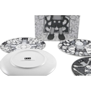 KAWS Holiday Ceramic Plates Grey Set of 4 AcquireItNow.com