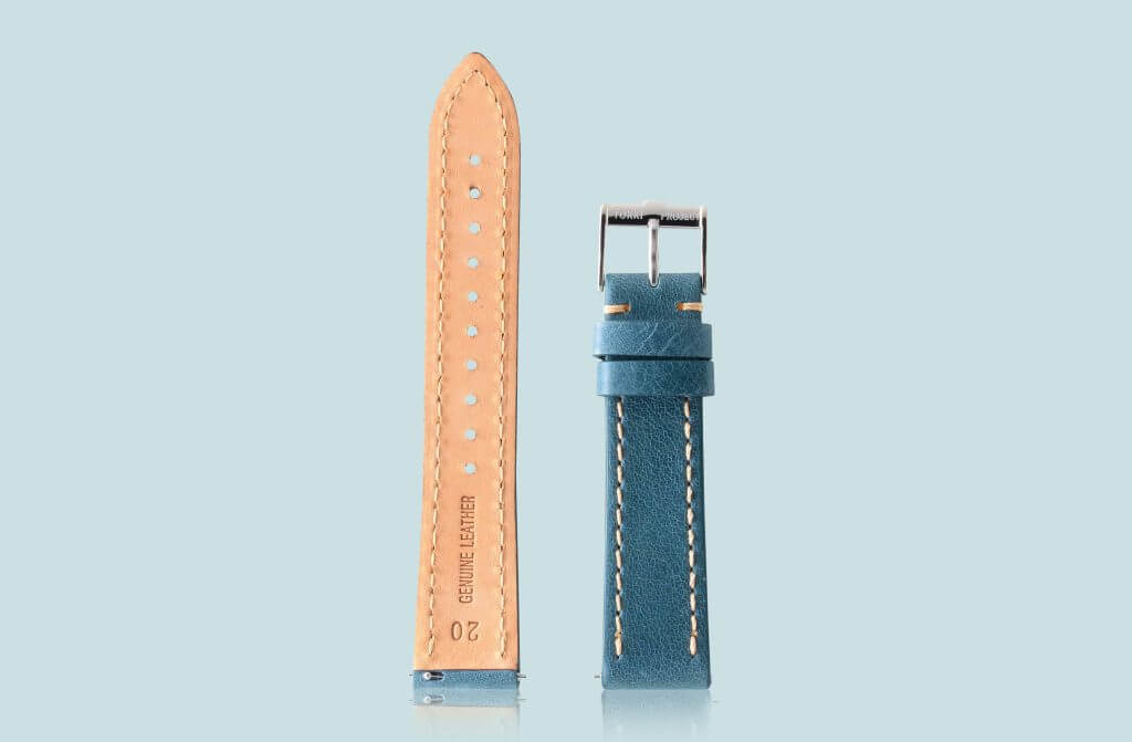 PR2.03 Tokki Project Crafted Heritage leather watch strap in Olympic Blue. 📷 Courtesy & copyright by Tokki Project.