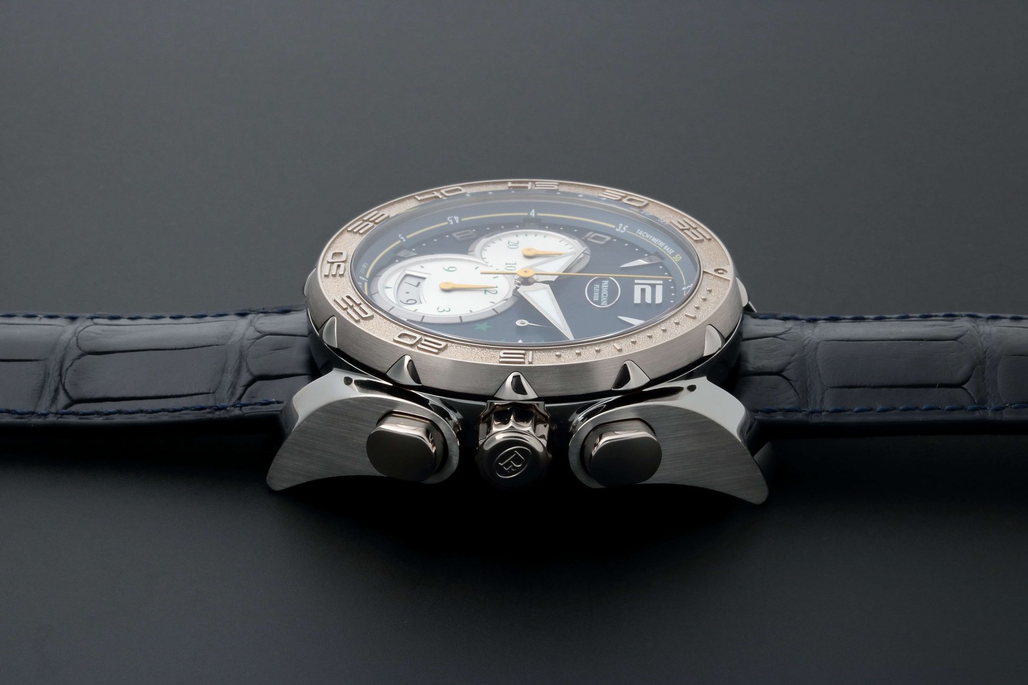 JZ&F Parmigiani Pershing 002 Steel Graphite Auto, Chronograph, Black Dial,  Bracelet - JZ&F
