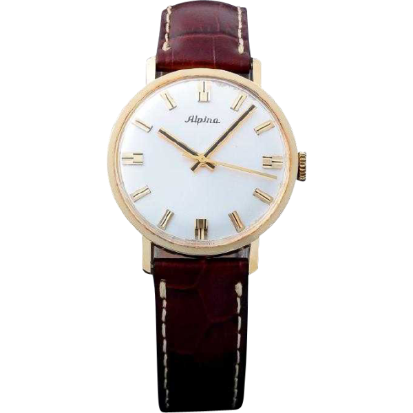 Vintage Gents 18k Yellow Gold Alpina Wristwatch. AcquireItNow.com