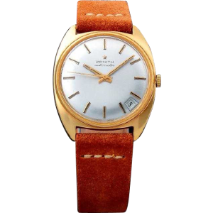 Vintage Gents 18k Yellow Gold Zenith Date Watch AcquireItNow.com