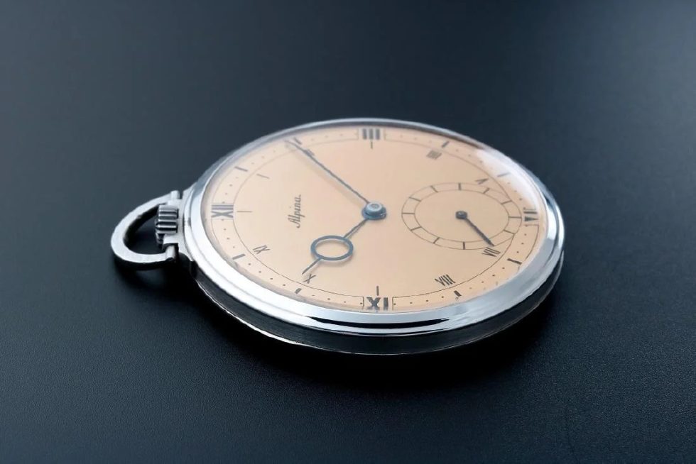 Vintage Steel Alpina Sector Dial Pocket Watch - Image 3