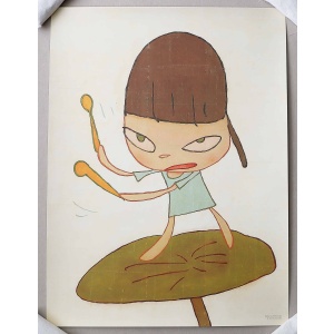 Yoshitomo Nara Marching on a Butterbur Leaf Print With Stickers 2019 AcquireItNow.com